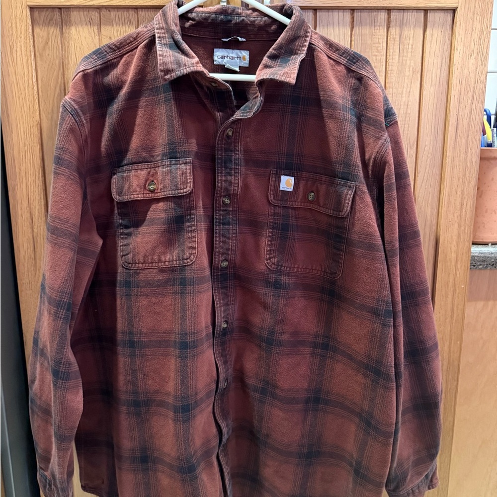 Carhartt Flannel Red and Black Casual Button Down Shirt